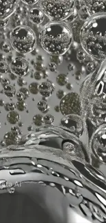 Wallpaper with abstract silver bubbles floating.