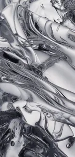 Abstract silver liquid metal wallpaper design.