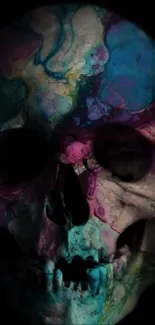 Dark abstract skull wallpaper with watercolor effect.