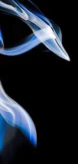 Abstract smoke art with blue and white swirls on a black background.