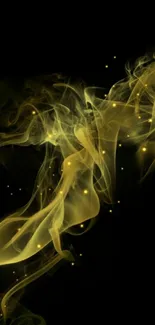 Abstract golden smoke on black background wallpaper.