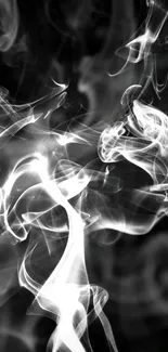 Black and white abstract smoke art wallpaper for mobile phones.