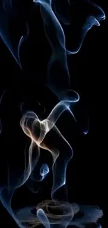 Abstract blue smoke art on a black background wallpaper.