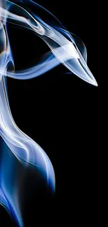 Abstract smoke art with blue and white swirls on a black background.