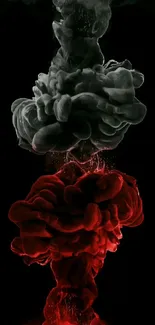 Abstract black and red smoke art wallpaper for mobile.