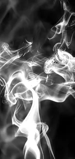 Abstract smoke design on a black background, artistic and mysterious.