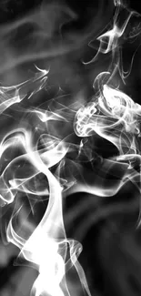 Abstract smoke design in black and white for mobile wallpaper.