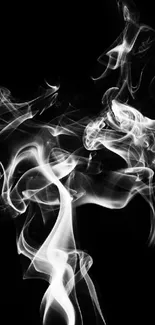 Abstract white smoke on a black background wallpaper.