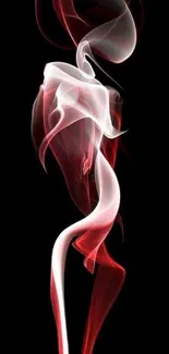 Abstract smoke pattern in red and white on a black background.