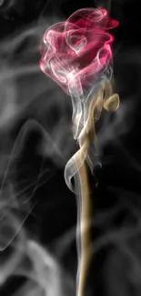 Elegant abstract smoke rose on dark background wallpaper.