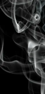 Abstract smoke swirls on black background, artistic wallpaper.