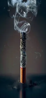 A burning cigarette with swirling smoke in a dark-themed wallpaper.