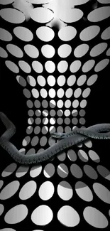 Snake on abstract pattern with optical illusion effect.