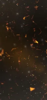 Abstract galaxy with glowing sparkles and dark brown background.