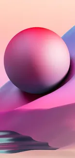 A vibrant abstract sphere with gradient colors on a mobile wallpaper.