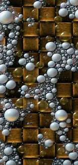 Abstract spheres with brown textured pattern.