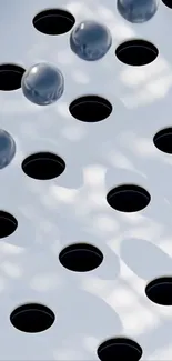 Abstract 3D spheres casting shadows on a textured surface.