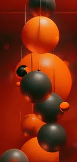 Abstract spheres in red and dark tones mobile wallpaper.