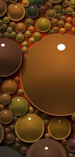 Abstract spheres in caramel tones mobile wallpaper.