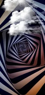 Abstract spiral wallpaper with clouds and dark blue tones.