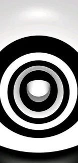 Black and white concentric circles design for a modern phone wallpaper.