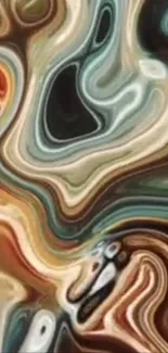 Abstract earth tones swirl art for mobile wallpaper.