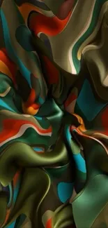 Vibrant abstract swirl with dynamic colors on wallpaper.