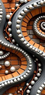 Abstract swirl pattern with orange and gray colors in a decorative design.