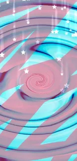 Abstract wallpaper with blue and pink swirl pattern.