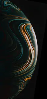 Abstract swirl phone wallpaper in vibrant orange, teal on a dark background.