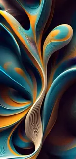 Vibrant abstract swirls with teal and orange accents.