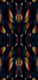 Abstract symmetric pattern in dark hues.