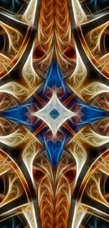 Intricate abstract art wallpaper with vibrant colors and symmetrical design.