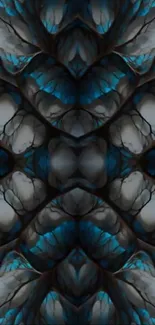 Abstract symmetrical wallpaper with blue tones.