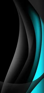 Abstract teal and black mobile wallpaper with sleek curves.