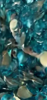 Abstract teal and gold glitter design art wallpaper.