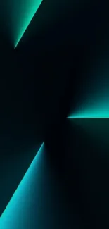 Abstract teal wallpaper with geometric light beams.