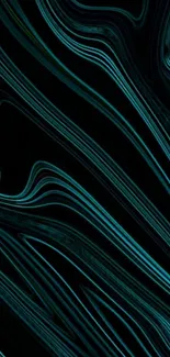 Abstract teal lines on a dark mobile wallpaper background.