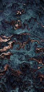 Abstract dark teal and copper textured mobile wallpaper.