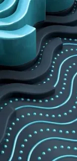 Abstract teal wave pattern with stylish curves.