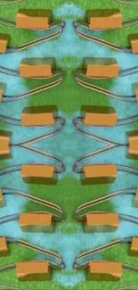Abstract tech-inspired wallpaper with vibrant shapes and wires. Great for modern devices.