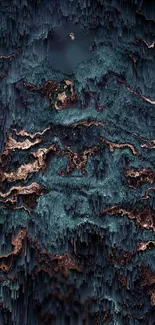 Abstract textured wallpaper with deep teal and bronze hues for mobile screens.