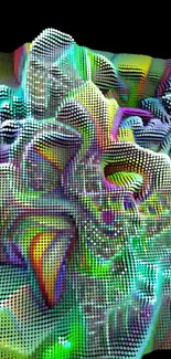 Vivid abstract 3D art with colorful geometric shapes.