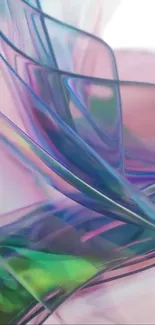 Abstract glass art in vivid purple and green hues.