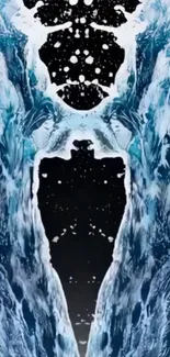 Abstract artwork featuring ocean waves and space fusion.