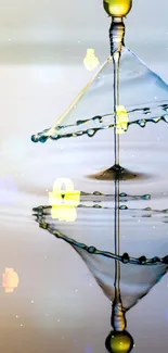 Abstract water droplet reflection with artistic light effects.