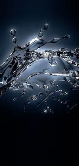 Dark abstract water splash wallpaper with silver tones.