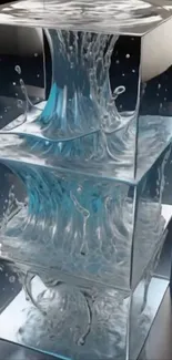 Abstract waterfall cube art wallpaper design for mobile devices.