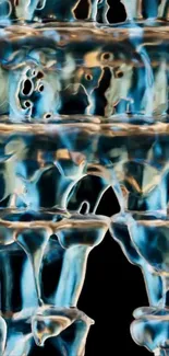 Abstract cascading water in blue hues.