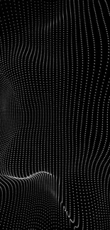 Abstract black waves with dot patterns on a mobile wallpaper background.